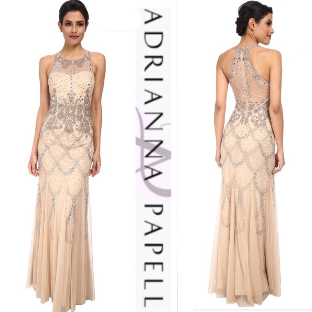 Adrianna Papell petite halter embellished dress - Picture 3 of 7